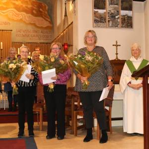 Vier jubilarissen liturgiekoor Langeveen