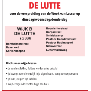 Bezorger gezocht in De Lutte